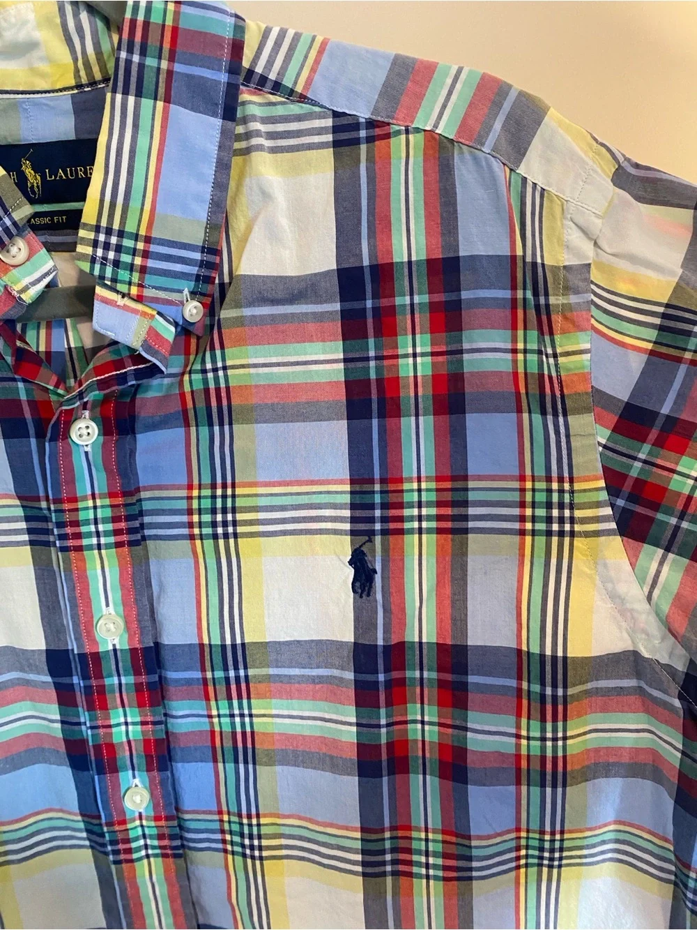 Ralph Lauren Short-Sleeve Plaid Button-Down Shirt - M
